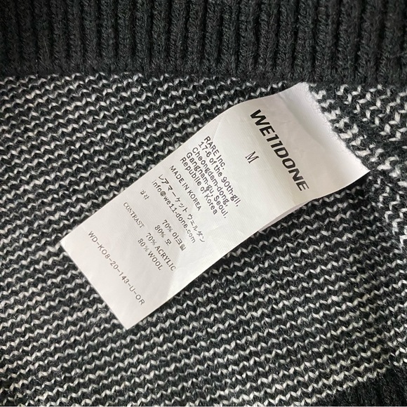 WELLDONE Jacquard Sweater Black Wool Blend Mens Size Medium - Picture 7 of 13